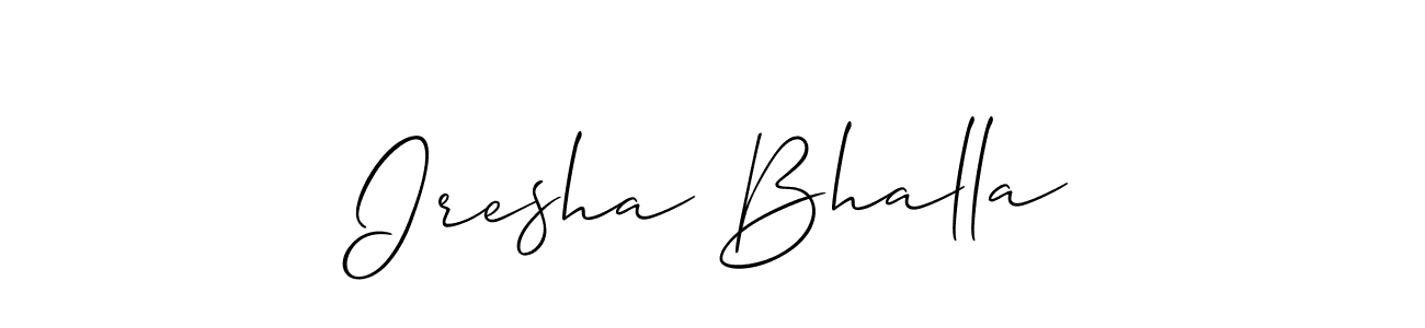 How to make Iresha Bhalla name signature. Use Allison_Script style for creating short signs online. This is the latest handwritten sign. Iresha Bhalla signature style 2 images and pictures png