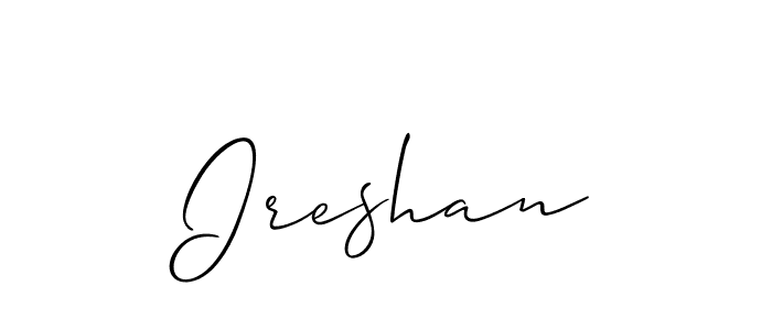 Make a short Ireshan signature style. Manage your documents anywhere anytime using Allison_Script. Create and add eSignatures, submit forms, share and send files easily. Ireshan signature style 2 images and pictures png