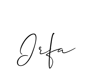 The best way (Allison_Script) to make a short signature is to pick only two or three words in your name. The name Irfa include a total of six letters. For converting this name. Irfa signature style 2 images and pictures png