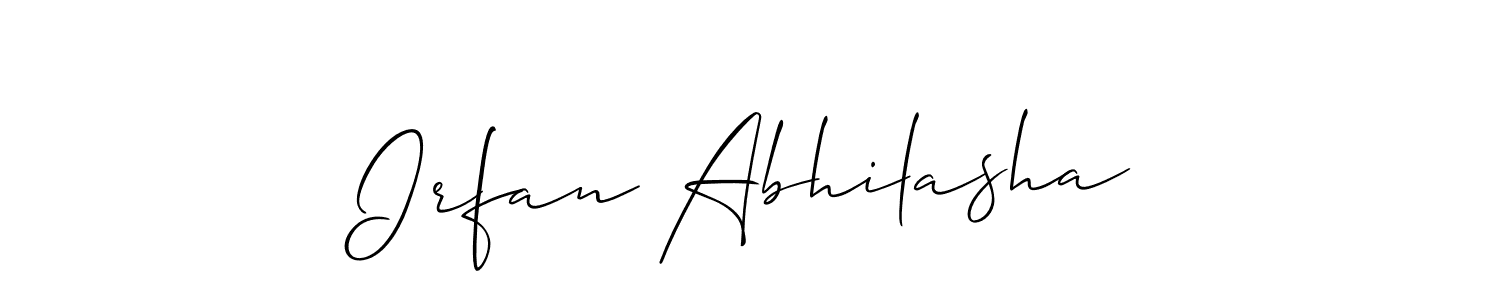 Make a beautiful signature design for name Irfan Abhilasha. With this signature (Allison_Script) style, you can create a handwritten signature for free. Irfan Abhilasha signature style 2 images and pictures png
