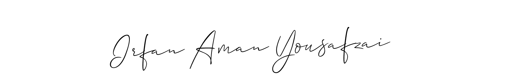 Make a short Irfan Aman Yousafzai signature style. Manage your documents anywhere anytime using Allison_Script. Create and add eSignatures, submit forms, share and send files easily. Irfan Aman Yousafzai signature style 2 images and pictures png