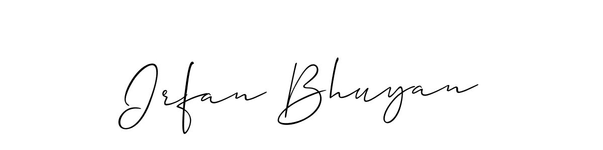 Create a beautiful signature design for name Irfan Bhuyan. With this signature (Allison_Script) fonts, you can make a handwritten signature for free. Irfan Bhuyan signature style 2 images and pictures png