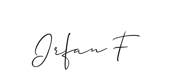 if you are searching for the best signature style for your name Irfan F. so please give up your signature search. here we have designed multiple signature styles  using Allison_Script. Irfan F signature style 2 images and pictures png