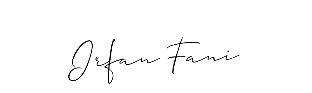 This is the best signature style for the Irfan Fani name. Also you like these signature font (Allison_Script). Mix name signature. Irfan Fani signature style 2 images and pictures png
