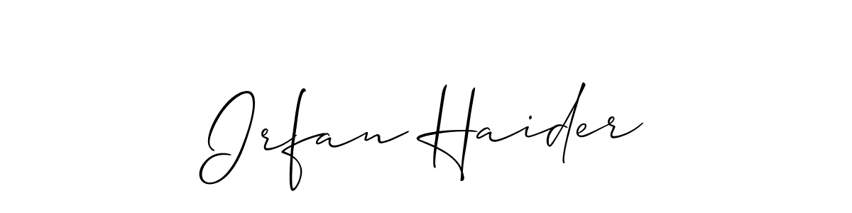 Create a beautiful signature design for name Irfan Haider. With this signature (Allison_Script) fonts, you can make a handwritten signature for free. Irfan Haider signature style 2 images and pictures png