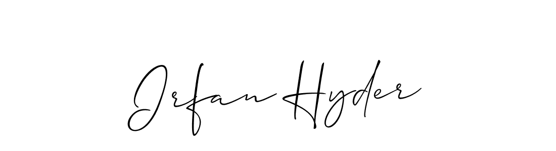 The best way (Allison_Script) to make a short signature is to pick only two or three words in your name. The name Irfan Hyder include a total of six letters. For converting this name. Irfan Hyder signature style 2 images and pictures png