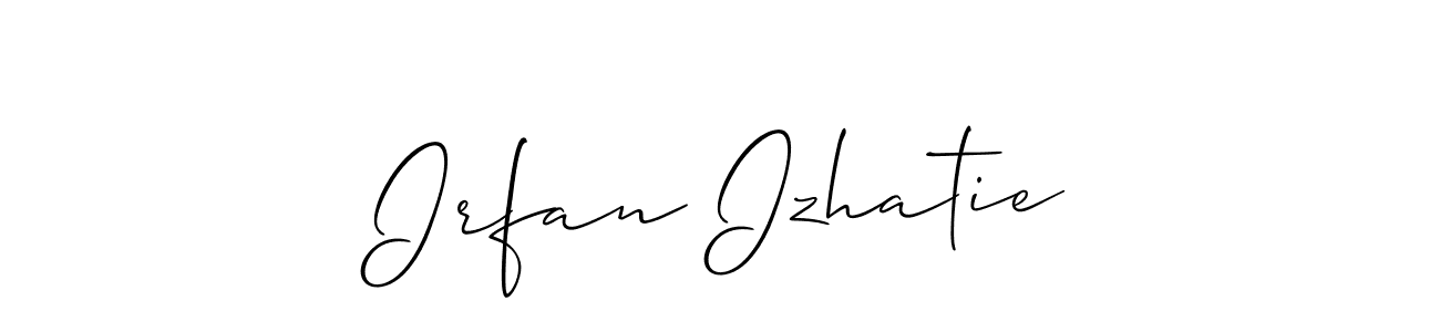 Also we have Irfan Izhatie name is the best signature style. Create professional handwritten signature collection using Allison_Script autograph style. Irfan Izhatie signature style 2 images and pictures png