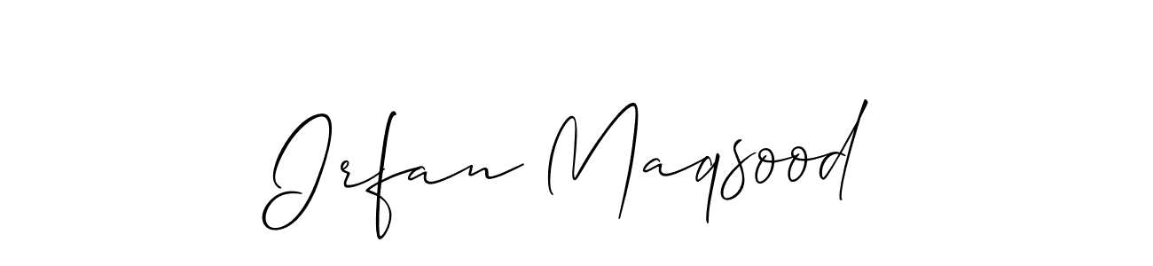 Irfan Maqsood stylish signature style. Best Handwritten Sign (Allison_Script) for my name. Handwritten Signature Collection Ideas for my name Irfan Maqsood. Irfan Maqsood signature style 2 images and pictures png