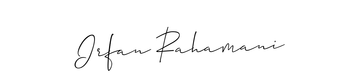 Make a short Irfan Rahamani signature style. Manage your documents anywhere anytime using Allison_Script. Create and add eSignatures, submit forms, share and send files easily. Irfan Rahamani signature style 2 images and pictures png