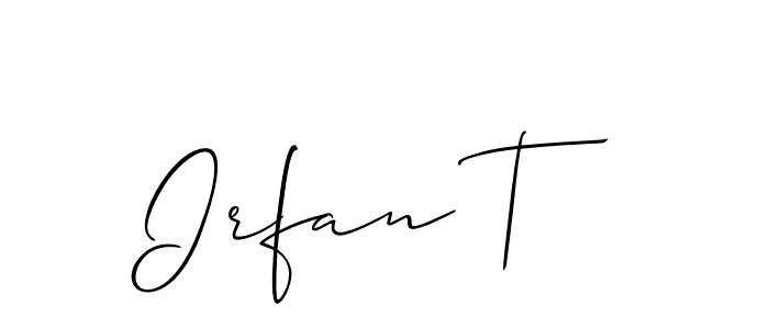 It looks lik you need a new signature style for name Irfan T. Design unique handwritten (Allison_Script) signature with our free signature maker in just a few clicks. Irfan T signature style 2 images and pictures png