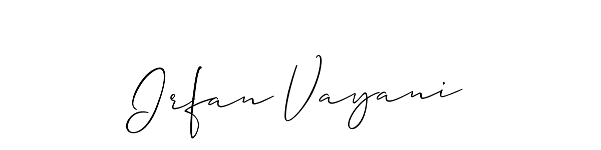 Make a beautiful signature design for name Irfan Vayani. With this signature (Allison_Script) style, you can create a handwritten signature for free. Irfan Vayani signature style 2 images and pictures png
