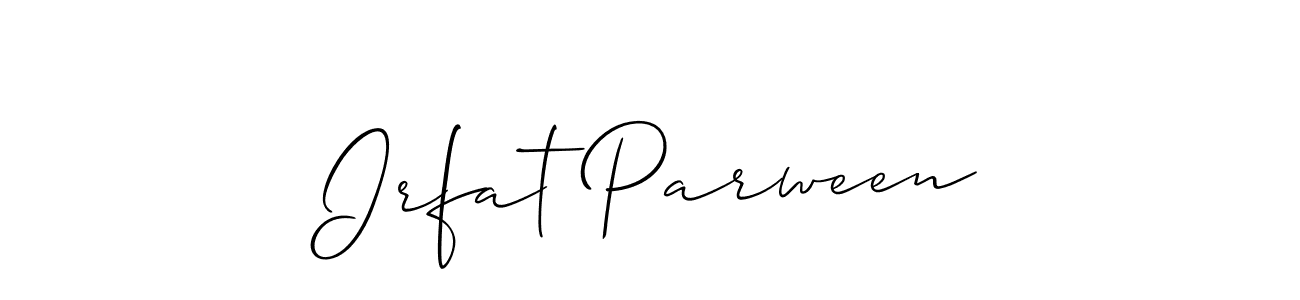 Use a signature maker to create a handwritten signature online. With this signature software, you can design (Allison_Script) your own signature for name Irfat Parween. Irfat Parween signature style 2 images and pictures png