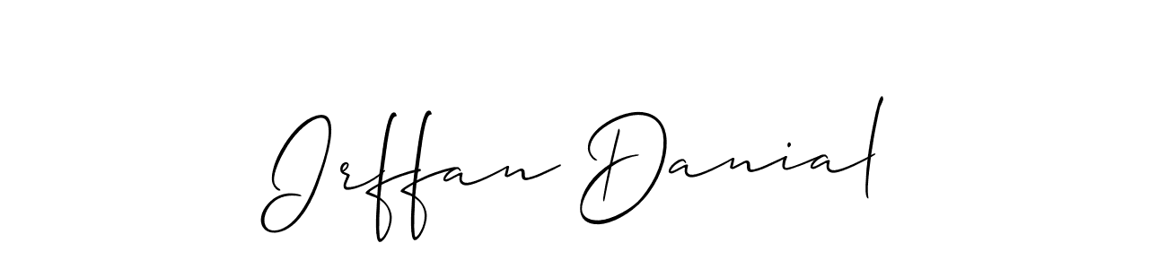 How to make Irffan Danial name signature. Use Allison_Script style for creating short signs online. This is the latest handwritten sign. Irffan Danial signature style 2 images and pictures png