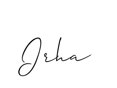 if you are searching for the best signature style for your name Irha. so please give up your signature search. here we have designed multiple signature styles  using Allison_Script. Irha signature style 2 images and pictures png