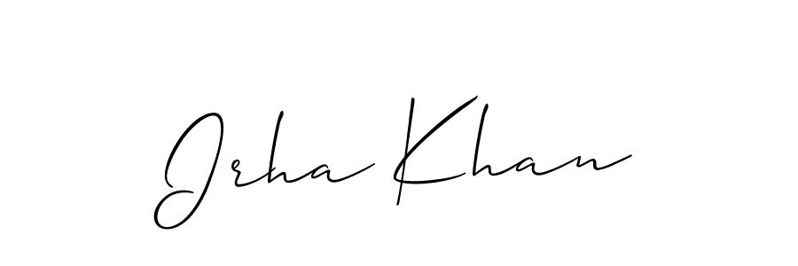 Also we have Irha Khan name is the best signature style. Create professional handwritten signature collection using Allison_Script autograph style. Irha Khan signature style 2 images and pictures png