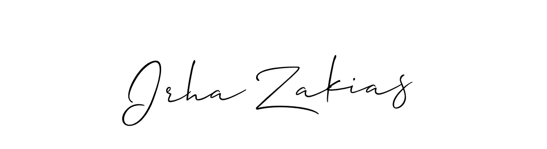 Also we have Irha Zakias name is the best signature style. Create professional handwritten signature collection using Allison_Script autograph style. Irha Zakias signature style 2 images and pictures png