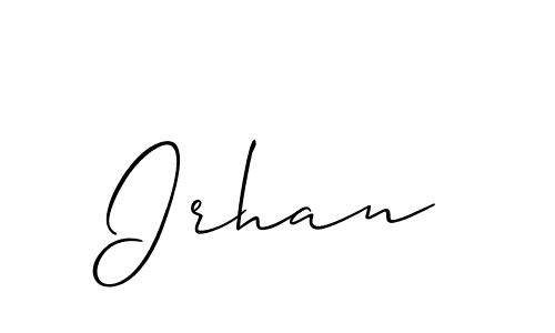 The best way (Allison_Script) to make a short signature is to pick only two or three words in your name. The name Irhan include a total of six letters. For converting this name. Irhan signature style 2 images and pictures png