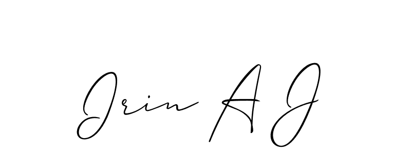 Use a signature maker to create a handwritten signature online. With this signature software, you can design (Allison_Script) your own signature for name Irin A J. Irin A J signature style 2 images and pictures png