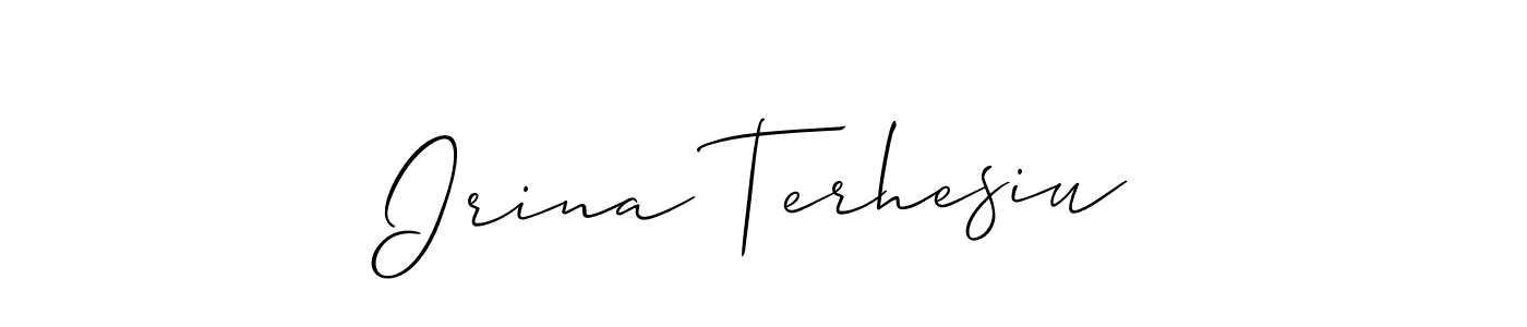 Check out images of Autograph of Irina Terhesiu name. Actor Irina Terhesiu Signature Style. Allison_Script is a professional sign style online. Irina Terhesiu signature style 2 images and pictures png