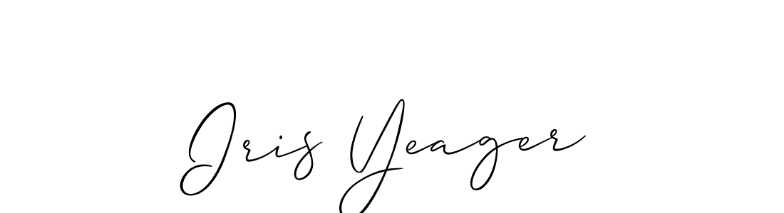 if you are searching for the best signature style for your name Iris Yeager. so please give up your signature search. here we have designed multiple signature styles  using Allison_Script. Iris Yeager signature style 2 images and pictures png