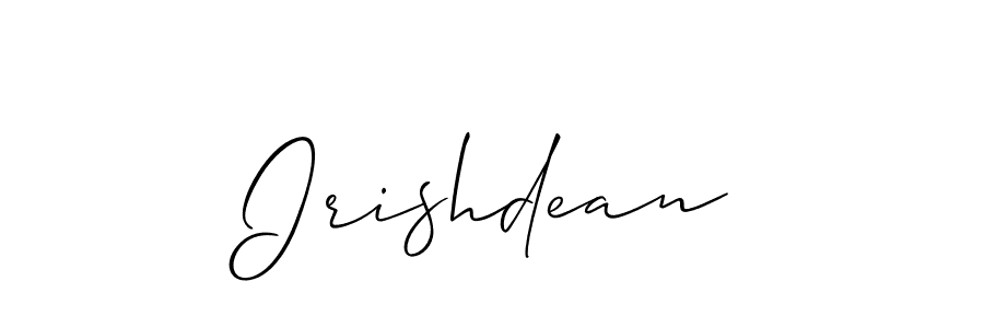 Use a signature maker to create a handwritten signature online. With this signature software, you can design (Allison_Script) your own signature for name Irishdean. Irishdean signature style 2 images and pictures png