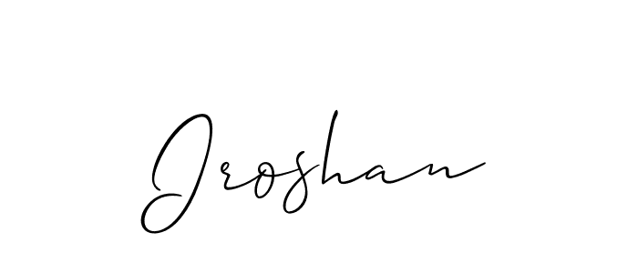 The best way (Allison_Script) to make a short signature is to pick only two or three words in your name. The name Iroshan include a total of six letters. For converting this name. Iroshan signature style 2 images and pictures png