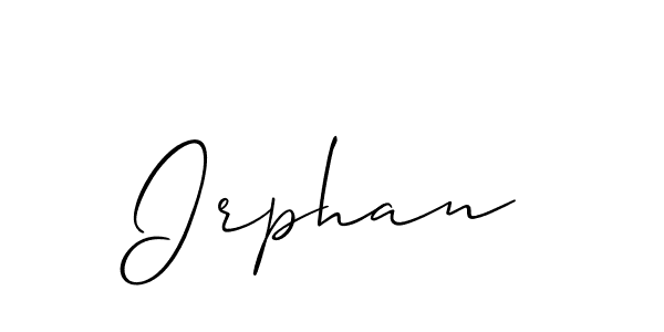 Use a signature maker to create a handwritten signature online. With this signature software, you can design (Allison_Script) your own signature for name Irphan. Irphan signature style 2 images and pictures png