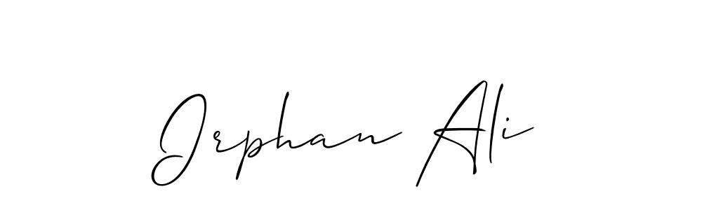 How to make Irphan Ali name signature. Use Allison_Script style for creating short signs online. This is the latest handwritten sign. Irphan Ali signature style 2 images and pictures png