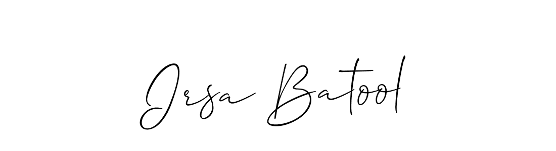 This is the best signature style for the Irsa Batool name. Also you like these signature font (Allison_Script). Mix name signature. Irsa Batool signature style 2 images and pictures png