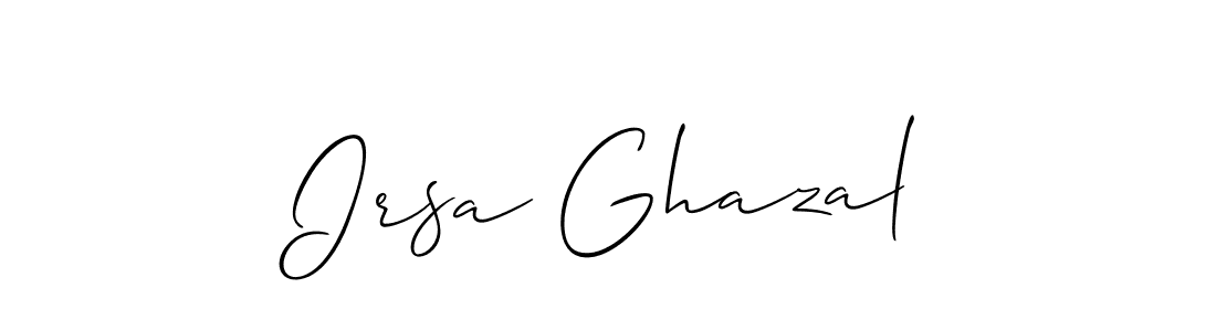 How to make Irsa Ghazal name signature. Use Allison_Script style for creating short signs online. This is the latest handwritten sign. Irsa Ghazal signature style 2 images and pictures png