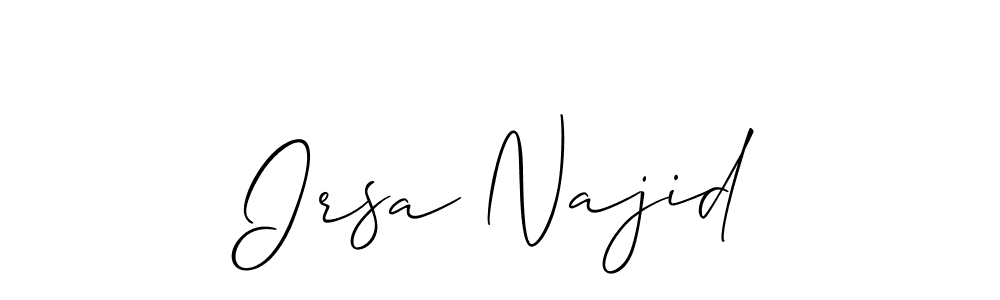 Make a short Irsa Najid signature style. Manage your documents anywhere anytime using Allison_Script. Create and add eSignatures, submit forms, share and send files easily. Irsa Najid signature style 2 images and pictures png