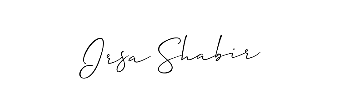 Use a signature maker to create a handwritten signature online. With this signature software, you can design (Allison_Script) your own signature for name Irsa Shabir. Irsa Shabir signature style 2 images and pictures png