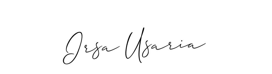 It looks lik you need a new signature style for name Irsa Usaria. Design unique handwritten (Allison_Script) signature with our free signature maker in just a few clicks. Irsa Usaria signature style 2 images and pictures png
