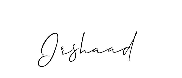 if you are searching for the best signature style for your name Irshaad. so please give up your signature search. here we have designed multiple signature styles  using Allison_Script. Irshaad signature style 2 images and pictures png