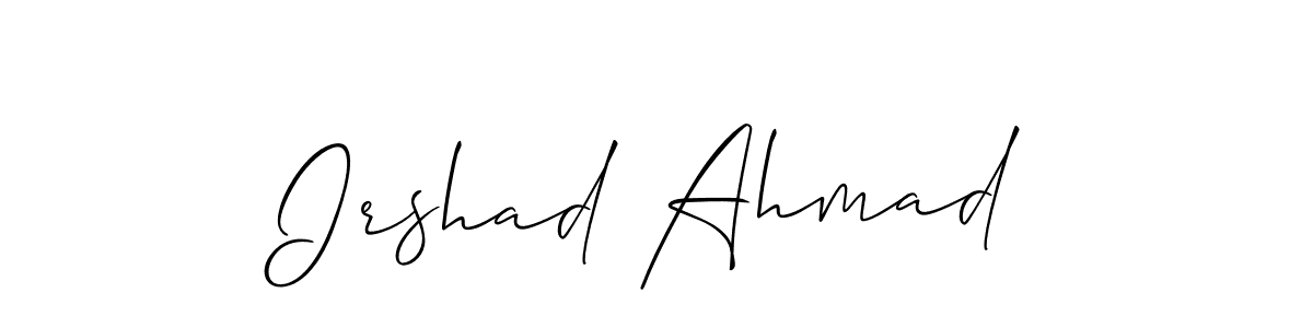 if you are searching for the best signature style for your name Irshad Ahmad. so please give up your signature search. here we have designed multiple signature styles  using Allison_Script. Irshad Ahmad signature style 2 images and pictures png