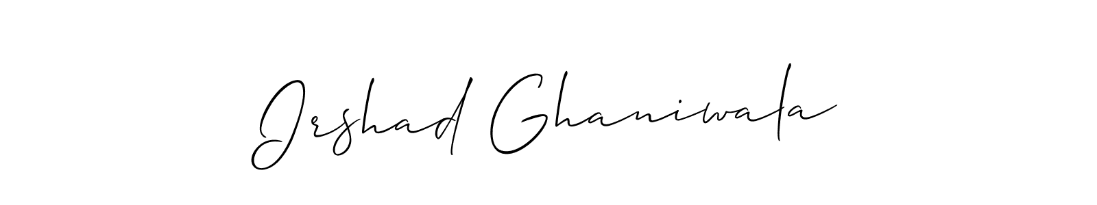 How to make Irshad Ghaniwala signature? Allison_Script is a professional autograph style. Create handwritten signature for Irshad Ghaniwala name. Irshad Ghaniwala signature style 2 images and pictures png