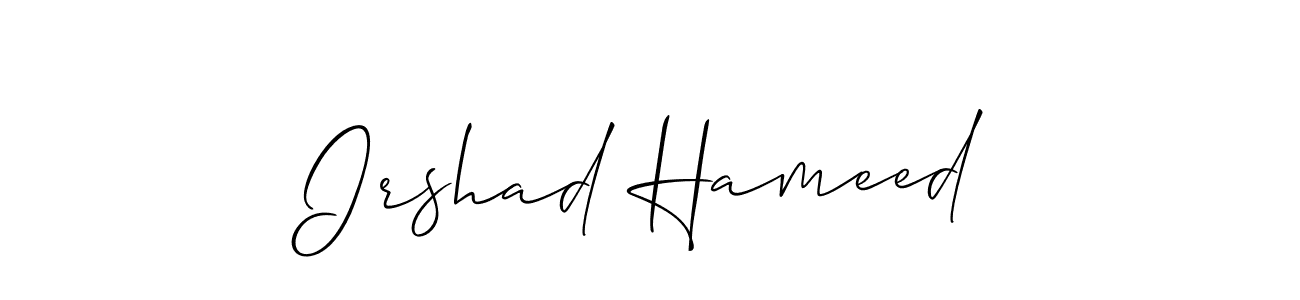 The best way (Allison_Script) to make a short signature is to pick only two or three words in your name. The name Irshad Hameed include a total of six letters. For converting this name. Irshad Hameed signature style 2 images and pictures png