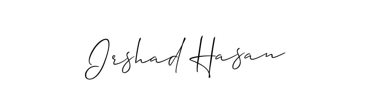 Allison_Script is a professional signature style that is perfect for those who want to add a touch of class to their signature. It is also a great choice for those who want to make their signature more unique. Get Irshad Hasan name to fancy signature for free. Irshad Hasan signature style 2 images and pictures png