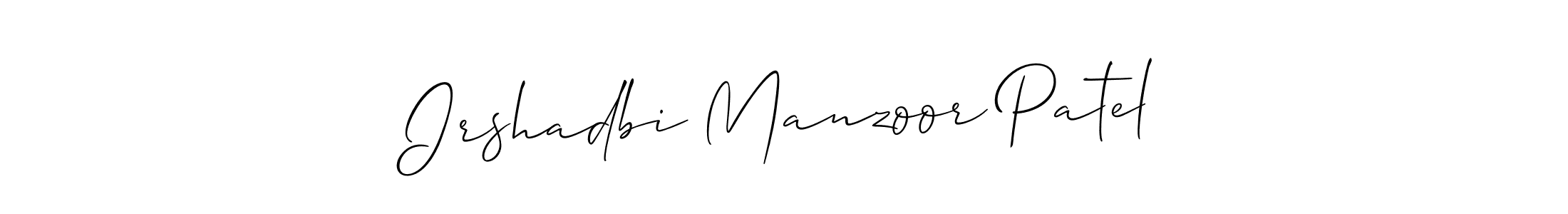 How to make Irshadbi Manzoor Patel name signature. Use Allison_Script style for creating short signs online. This is the latest handwritten sign. Irshadbi Manzoor Patel signature style 2 images and pictures png