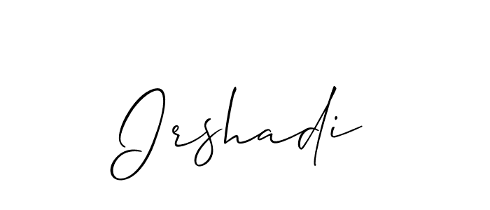 Create a beautiful signature design for name Irshadi. With this signature (Allison_Script) fonts, you can make a handwritten signature for free. Irshadi signature style 2 images and pictures png