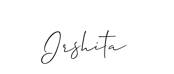 Create a beautiful signature design for name Irshita. With this signature (Allison_Script) fonts, you can make a handwritten signature for free. Irshita signature style 2 images and pictures png