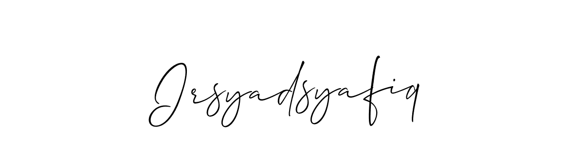 Make a beautiful signature design for name Irsyadsyafiq. With this signature (Allison_Script) style, you can create a handwritten signature for free. Irsyadsyafiq signature style 2 images and pictures png