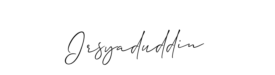Design your own signature with our free online signature maker. With this signature software, you can create a handwritten (Allison_Script) signature for name Irsyaduddin. Irsyaduddin signature style 2 images and pictures png