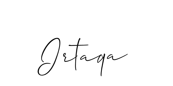 Allison_Script is a professional signature style that is perfect for those who want to add a touch of class to their signature. It is also a great choice for those who want to make their signature more unique. Get Irtaqa name to fancy signature for free. Irtaqa signature style 2 images and pictures png