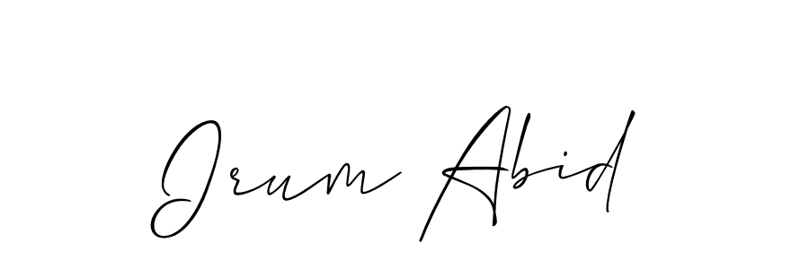 Create a beautiful signature design for name Irum Abid. With this signature (Allison_Script) fonts, you can make a handwritten signature for free. Irum Abid signature style 2 images and pictures png