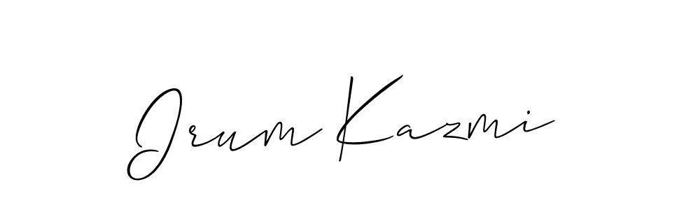 Make a beautiful signature design for name Irum Kazmi. With this signature (Allison_Script) style, you can create a handwritten signature for free. Irum Kazmi signature style 2 images and pictures png