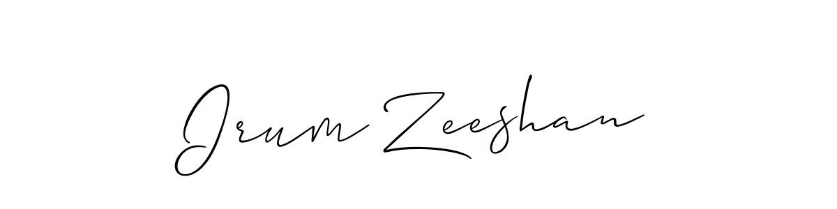 Use a signature maker to create a handwritten signature online. With this signature software, you can design (Allison_Script) your own signature for name Irum Zeeshan. Irum Zeeshan signature style 2 images and pictures png