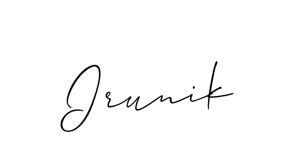 Make a beautiful signature design for name Irunik. With this signature (Allison_Script) style, you can create a handwritten signature for free. Irunik signature style 2 images and pictures png