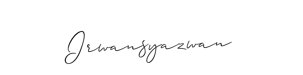 Make a beautiful signature design for name Irwansyazwan. With this signature (Allison_Script) style, you can create a handwritten signature for free. Irwansyazwan signature style 2 images and pictures png