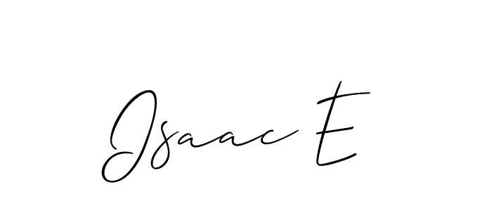 The best way (Allison_Script) to make a short signature is to pick only two or three words in your name. The name Isaac E include a total of six letters. For converting this name. Isaac E signature style 2 images and pictures png